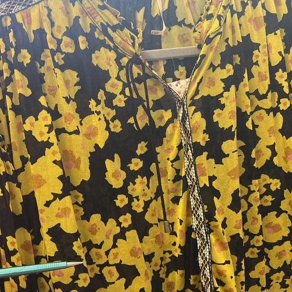 NWT Free People Love letter tunic top dress. Yellow/  black floral, long sleeve - Picture 14 of 14